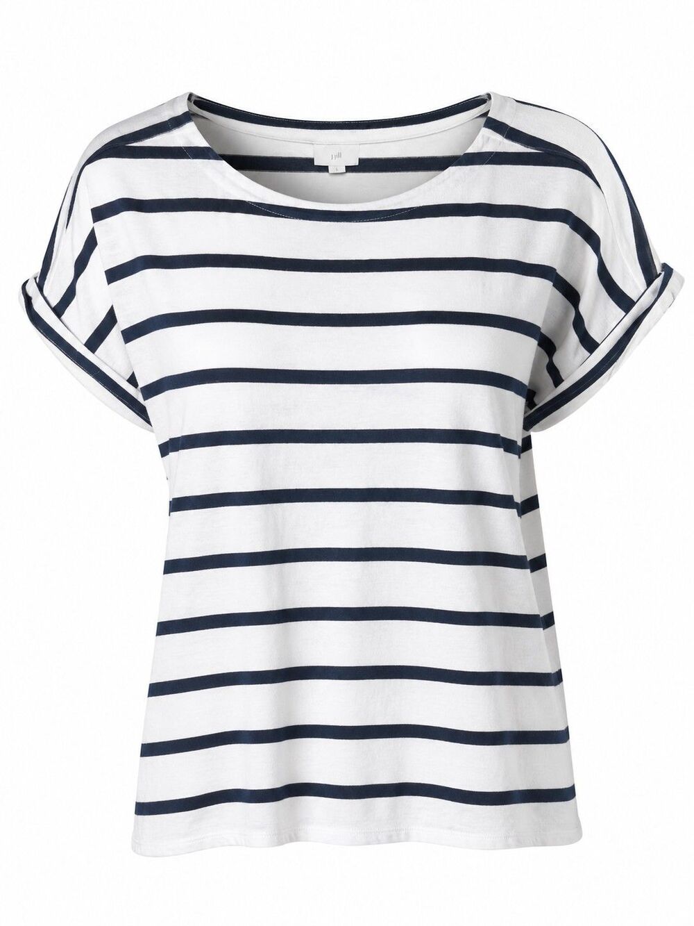 J. Jill Striped Cuffed Short Sleeve T-shirt Size L Classic Wardrope Staple